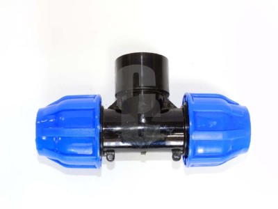 Тройник ПЕ черен ф20х3-4 - женски